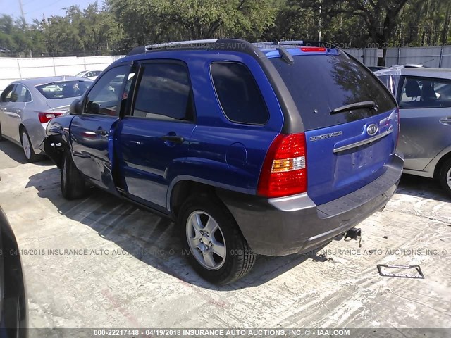 KNDJF724777336547 - 2007 KIA SPORTAGE LX BLUE photo 3