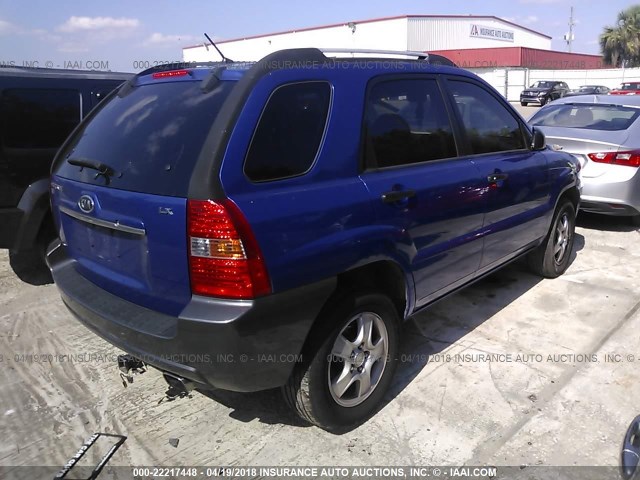 KNDJF724777336547 - 2007 KIA SPORTAGE LX BLUE photo 4