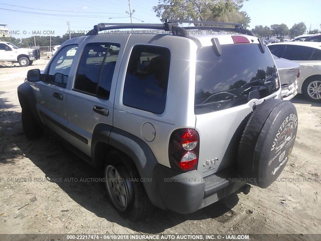 1J4GK48K37W554754 - 2007 JEEP LIBERTY SPORT SILVER photo 3