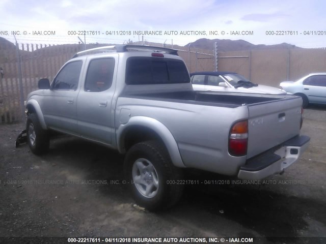 5TEHN72N52Z022407 - 2002 TOYOTA TACOMA DOUBLE CAB SILVER photo 3