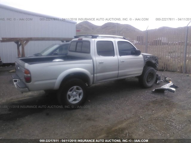 5TEHN72N52Z022407 - 2002 TOYOTA TACOMA DOUBLE CAB ვერცხლისფერი ფოტო 4