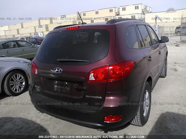 5NMSG13D48H210198 - 2008 HYUNDAI SANTA FE GLS MAROON photo 4