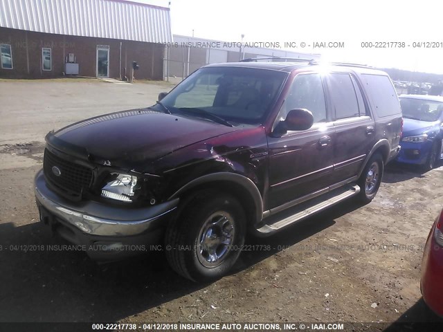 1FMEU17L81LB58520 - 2001 FORD EXPEDITION EDDIE BAUER BURGUNDY photo 2
