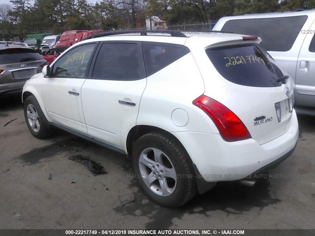 JN8AZ08W03W235216 - 2003 NISSAN MURANO SL/SE WHITE photo 3