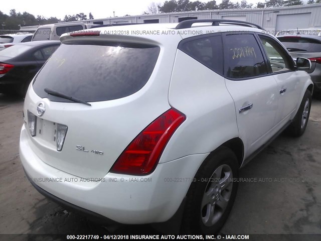 JN8AZ08W03W235216 - 2003 NISSAN MURANO SL/SE WHITE photo 4