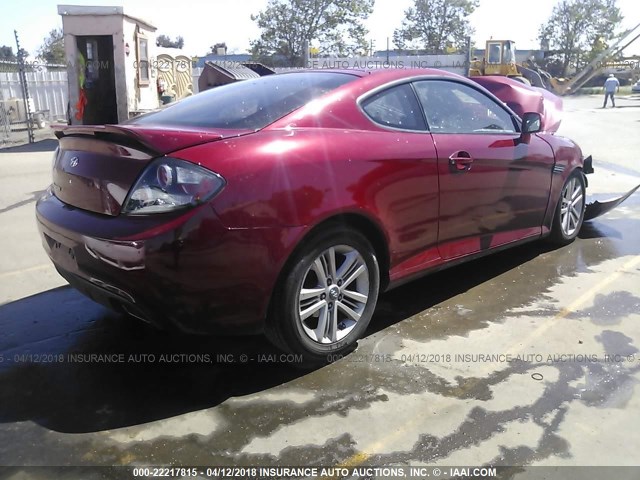 KMHHM66D97U244121 - 2007 HYUNDAI TIBURON GS RED photo 4