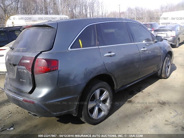 2HNYD2H60AH500226 - 2010 ACURA MDX TECHNOLOGY GRAY photo 4