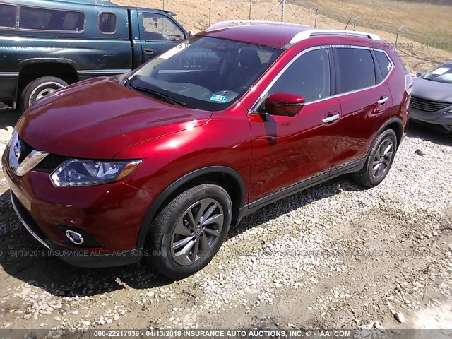 KNMAT2MVXGP735809 - 2016 NISSAN ROGUE S/SL/SV RED photo 2