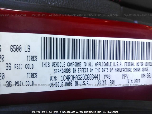 1C4RDHAG2DC686441 - 2013 DODGE DURANGO SXT RED photo 9