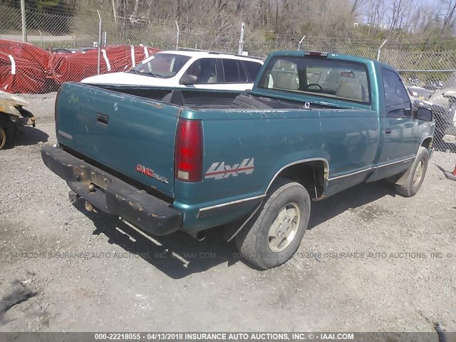 1GTEK14H9SZ501618 - 1995 GMC SIERRA K1500 GREEN photo 4