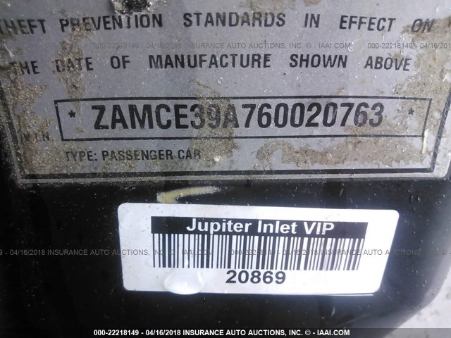 ZAMCE39A760020763 - 2006 MASERATI Quattroporte M139 BLACK photo 9