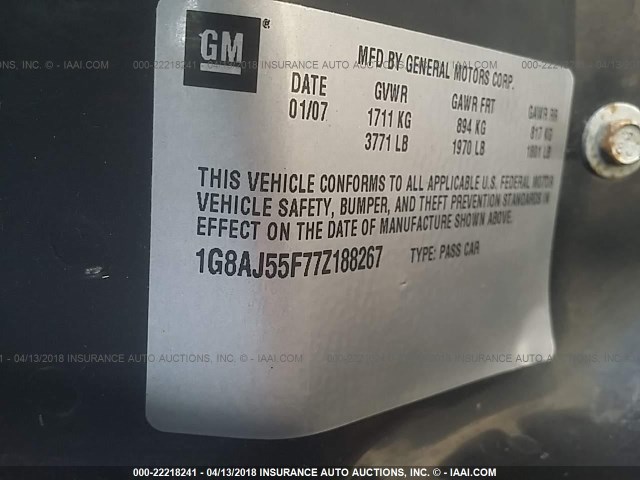 1G8AJ55F77Z188267 - 2007 SATURN ION LEVEL 2 RED photo 9