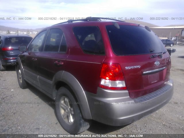 KNDJC733365582374 - 2006 KIA SORENTO EX/LX BURGUNDY photo 3