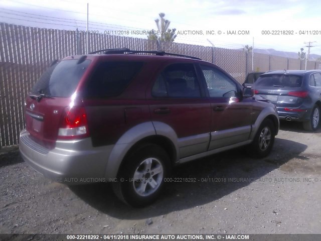 KNDJC733365582374 - 2006 KIA SORENTO EX/LX BURGUNDY photo 4