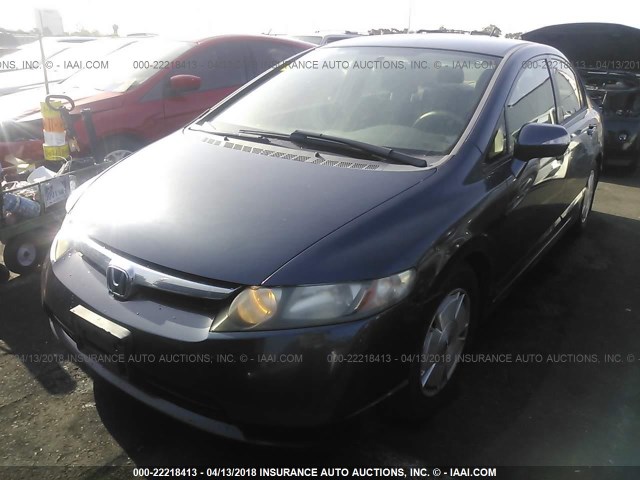 JHMFA36216S010937 - 2006 HONDA CIVIC HYBRID BLUE photo 2