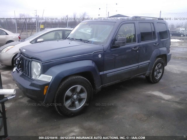 1J8GN28K88W167936 - 2008 JEEP LIBERTY SPORT BLUE photo 2