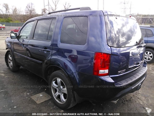 5FNYF4H77DB015922 - 2013 HONDA PILOT EXLN BLUE photo 3