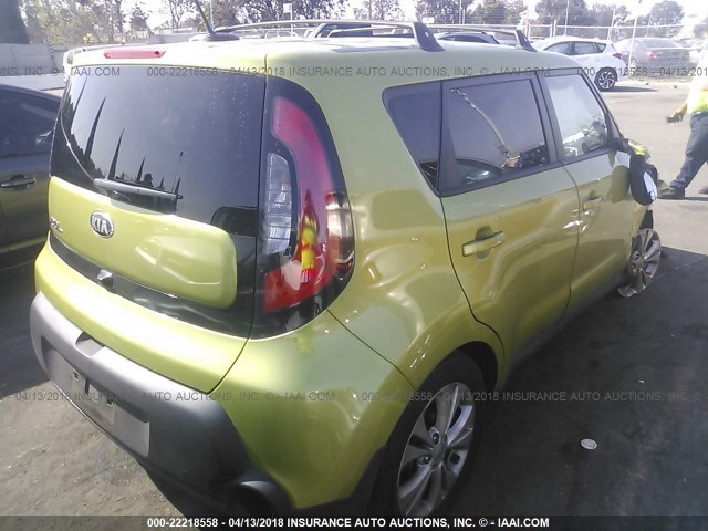 KNDJP3A56F7784793 - 2015 KIA SOUL + GREEN photo 4