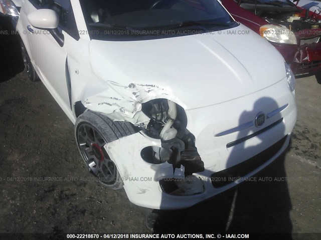 3C3CFFBRXDT640109 - 2013 FIAT 500 SPORT WHITE photo 6