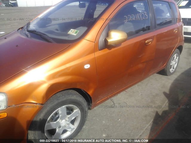 KL1TD62655B503810 - 2005 CHEVROLET AVEO LS ORANGE photo 6