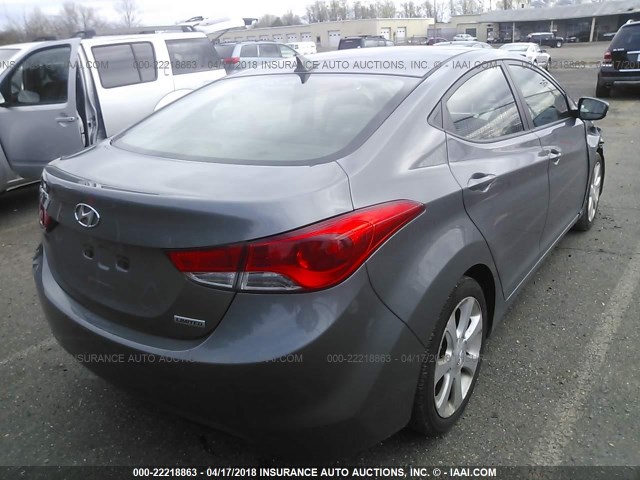 5NPDH4AE1CH106251 - 2012 HYUNDAI ELANTRA GLS/LIMITED GRAY photo 4