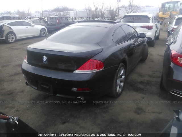 WBAEH73445B192215 - 2005 BMW 645 CI AUTOMATIC BLACK photo 4