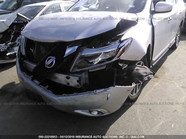 5N1AR2MN6EC693704 - 2014 NISSAN PATHFINDER S/SV/SL/PLATINUM SILVER photo 6