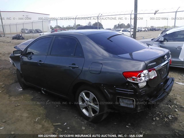 2T1BU4EE1BC606182 - 2011 TOYOTA COROLLA S/LE GRAY photo 3