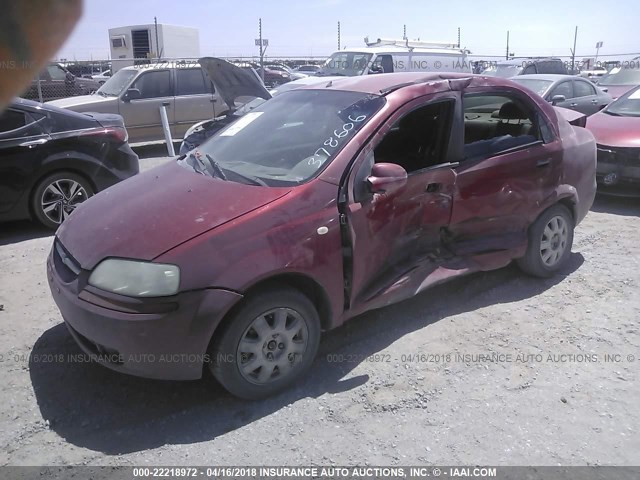 KL1TD52615B378606 - 2005 CHEVROLET AVEO LS RED photo 2