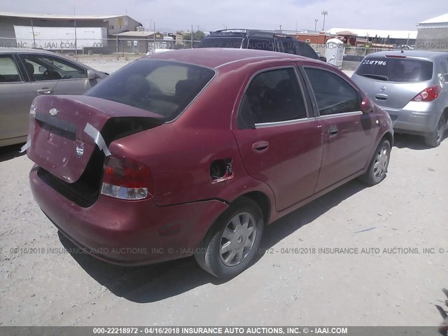 KL1TD52615B378606 - 2005 CHEVROLET AVEO LS RED photo 4
