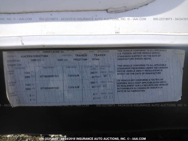 4X4CPRA1X9D277484 - 2009 FOREST RIVER ROCKWOOD  白色 照片 9