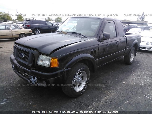 1FTYR44U54PA70393 - 2004 FORD RANGER SUPER CAB BLACK photo 2