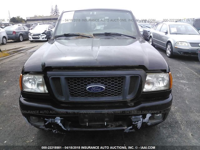 1FTYR44U54PA70393 - 2004 FORD RANGER SUPER CAB BLACK photo 6