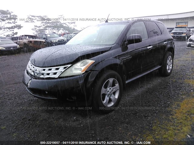 JN8AZ08T85W331782 - 2005 NISSAN MURANO SL/SE/S BLACK photo 2