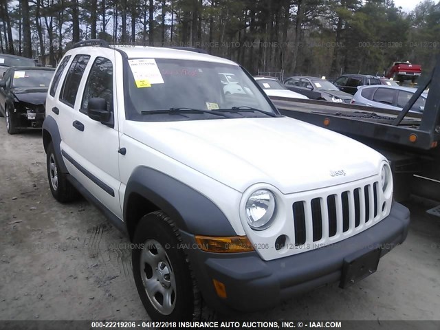 1J8GL48KX7W529796 - 2007 JEEP LIBERTY SPORT WHITE photo 1