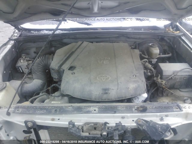 5TELU42N55Z025288 - 2005 TOYOTA TACOMA DOUBLE CAB ვერცხლისფერი ფოტო 10