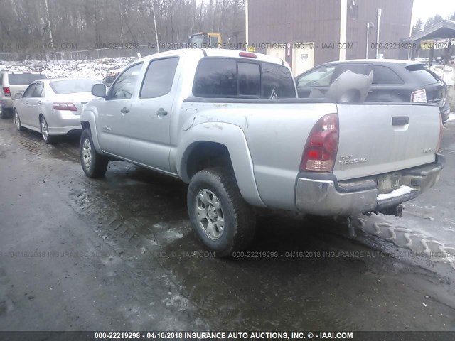 5TELU42N55Z025288 - 2005 TOYOTA TACOMA DOUBLE CAB ვერცხლისფერი ფოტო 3