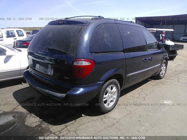 1D4GP45R54B553880 - 2004 DODGE CARAVAN SXT BLUE photo 4