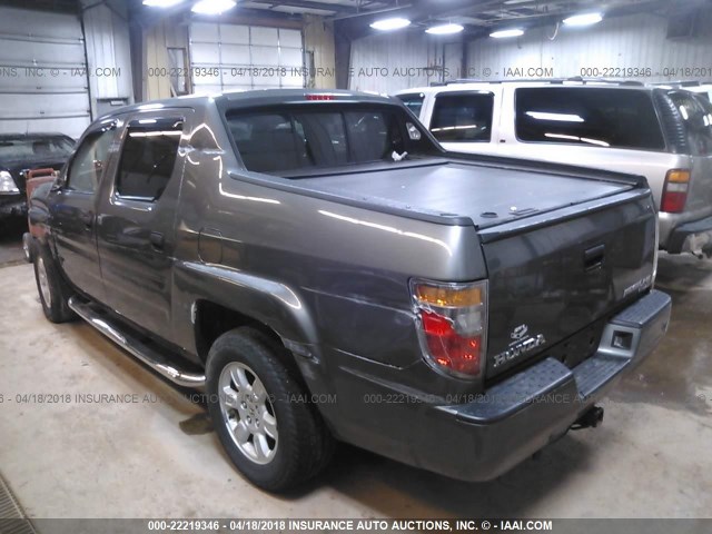 2HJYK16277H519088 - 2007 HONDA RIDGELINE RT GRAY photo 3