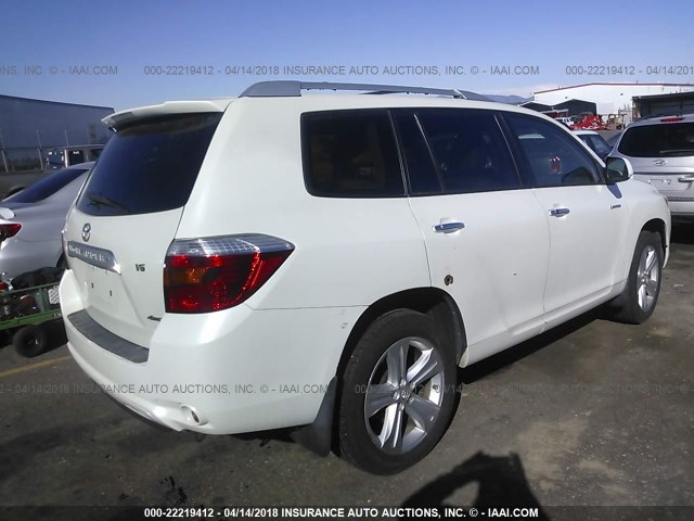 JTEES42A392123074 - 2009 TOYOTA HIGHLANDER LIMITED WHITE photo 4