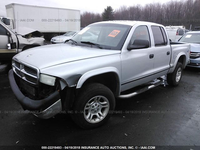 1D7HG38N14S603961 - 2004 DODGE DAKOTA QUAD SPORT SILVER photo 2