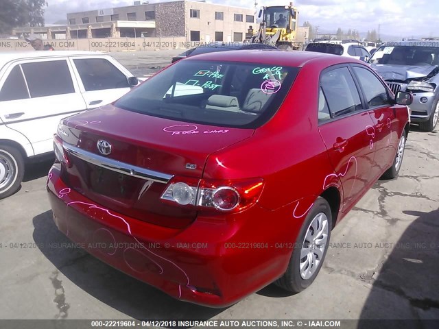 2T1BU4EE0CC859754 - 2012 TOYOTA COROLLA S/LE RED photo 4