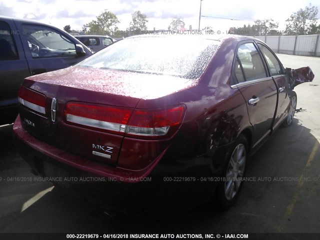 3LNDL2L38BR763506 - 2011 LINCOLN MKZ HYBRID RED photo 4