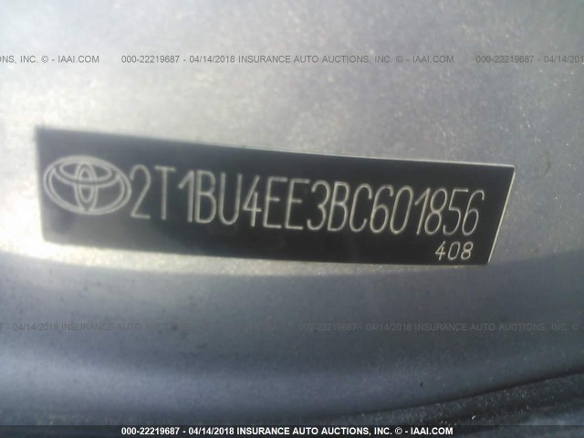 2T1BU4EE3BC601856 - 2011 TOYOTA COROLLA S/LE SILVER photo 9