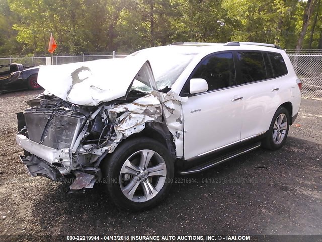 5TDYK3EH3DS135506 - 2013 TOYOTA HIGHLANDER LIMITED WHITE photo 2