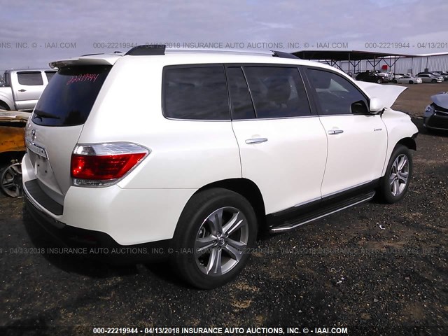 5TDYK3EH3DS135506 - 2013 TOYOTA HIGHLANDER LIMITED WHITE photo 4