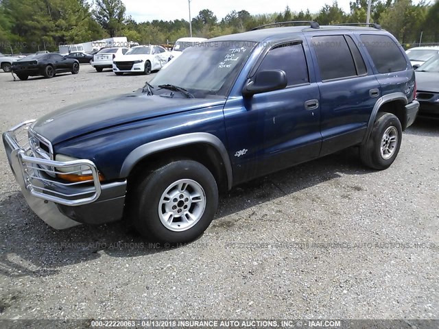 1B4HR38N62F107156 - 2002 DODGE DURANGO SPORT/SXT BLUE photo 2