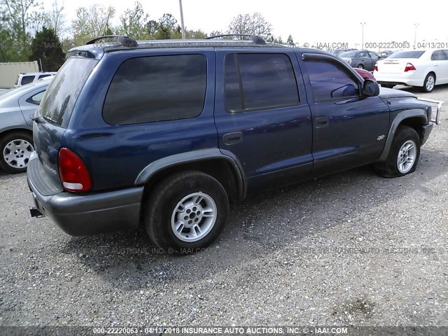 1B4HR38N62F107156 - 2002 DODGE DURANGO SPORT/SXT BLUE photo 4