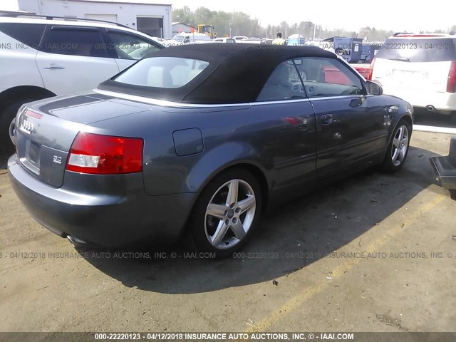 WAUDT48H54K015899 - 2004 AUDI A4 QUATTRO GRAY photo 4