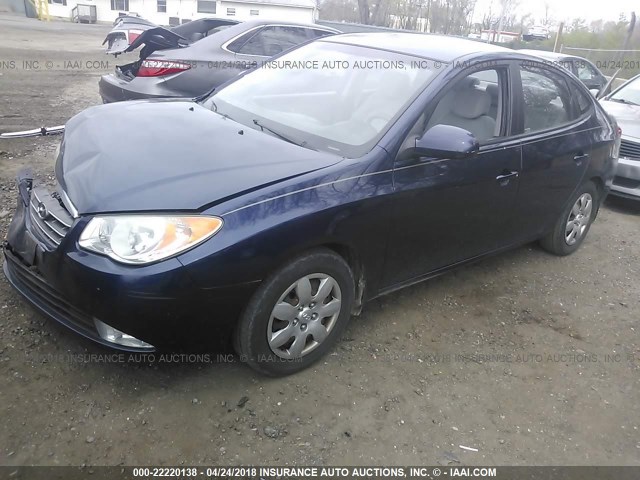 KMHDU46D39U607437 - 2009 HYUNDAI ELANTRA GLS/SE BLUE photo 2